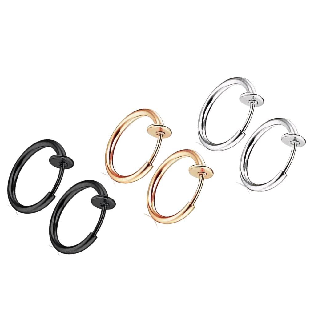 3piece Hypoallergenic Hoop Earrings For Allergy-free Wear Clip On Earrings Clip Earrings Spring Clip