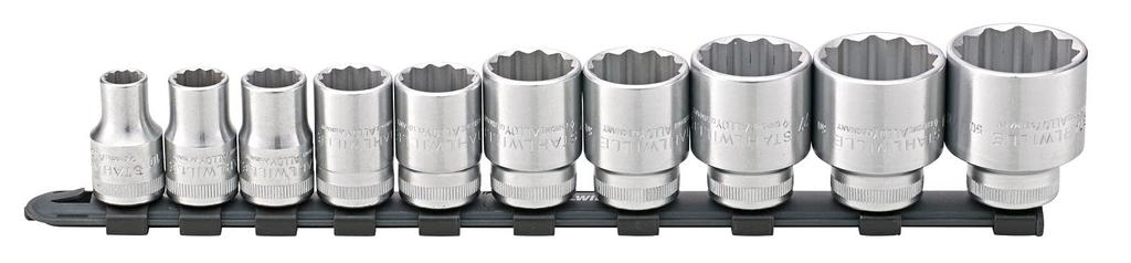 STAHLWILLE 12918/10-50 1/2 in Drive Socket Set with 10-Piece Rail