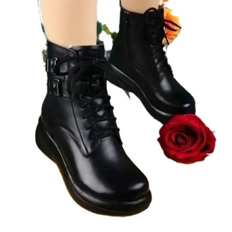 Thick Plush Warm Snow Boots For Women Winter New Zipper Faux Fur Ankle Boots Woman Comfortable Non-Slip Flat Heels Cotton Shoes