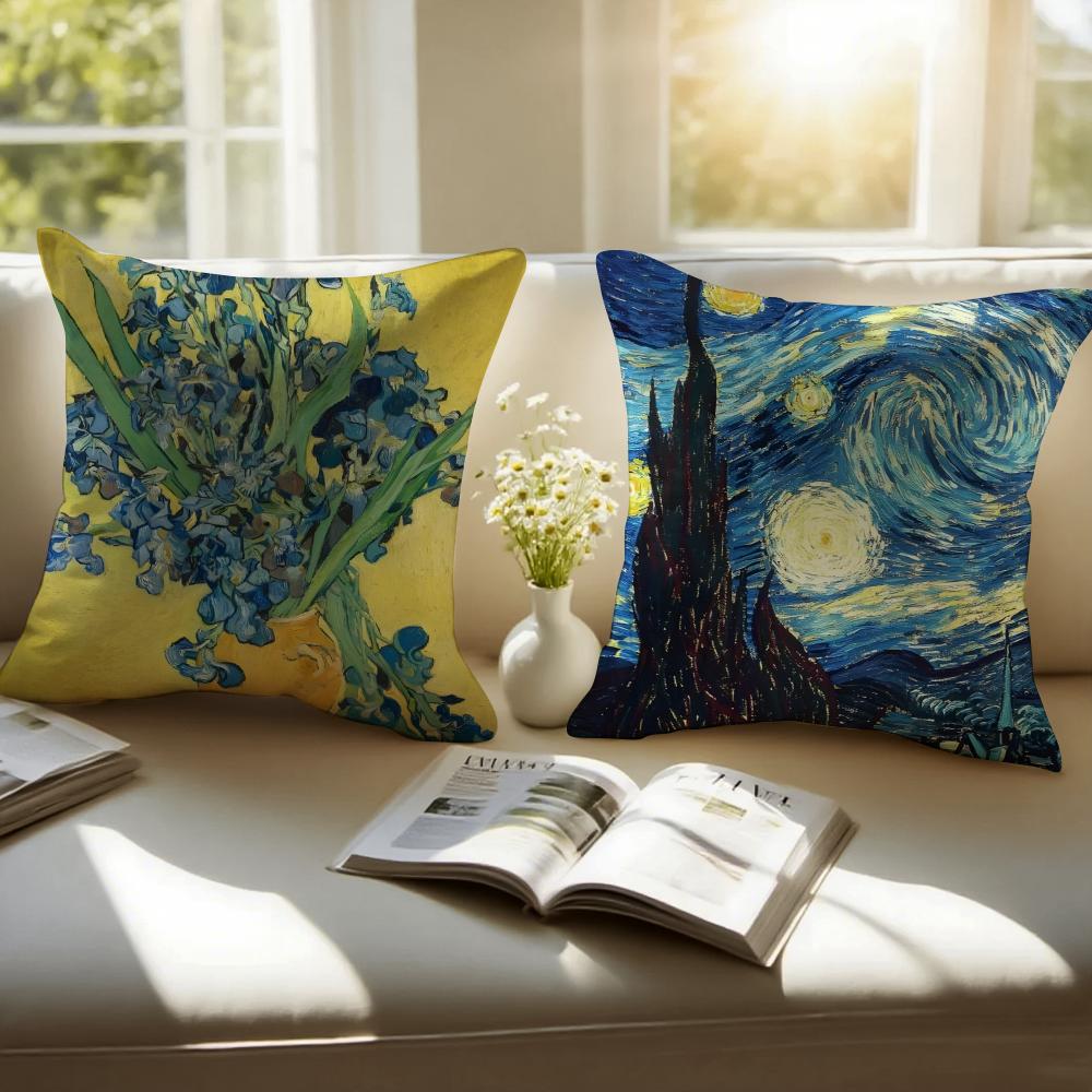 Post Impressionism VVincent Willem van Gogh Cushion Cover Pillowcase Antidustmite Invisible Zipper Short Plush Sofa Cushion