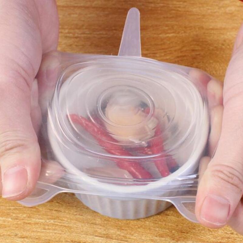 6PCs Silicone Food Covers With Smile Design Stretchable Efficient Lids Silicone Bowl Covers For Kitchen Storage