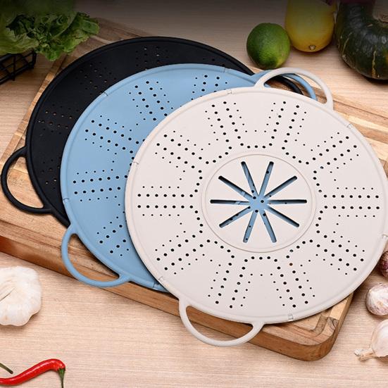 Anti-spill Lid Silicone High Temperature Resistant Reusable Kitchen Cover with Anti-scald Handrails Steam Hole Design