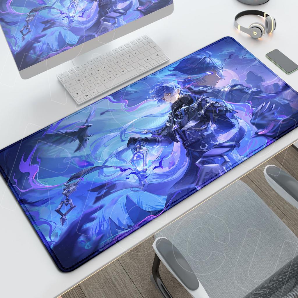Druk HD Genshin Impact Flins Mata na Biurko Długi Biurowy Pad na Biurko PC Gaming Antypoślizgowe Akcesoria Anime Gumowa Podstawa Podkładka pod Mysz Zmywalna