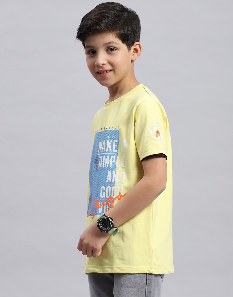 Monte Carlo Boys Printed Round Neck Cotton Blend T-Shirt
