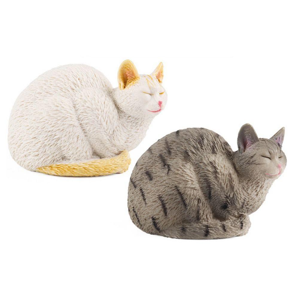 Sculpture Sleeping Cat Figurine Cartoon Animal Ornaments Creative Simulation Cat Statue  Home