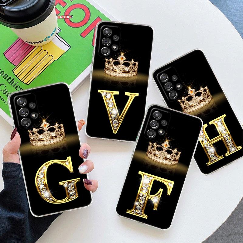 Průhledný obal na telefon pro Samsung Galaxy A56 A57 A37 A55 A54 A36 A35 A26 A25 A16 A17 A07 A52 A34 A73 A53 Kryt G F V H D P C B Písmeno
