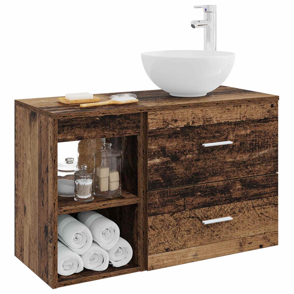 Bathroom Furniture Set 2 pcs Reclaimed Wood Effect Particleboard