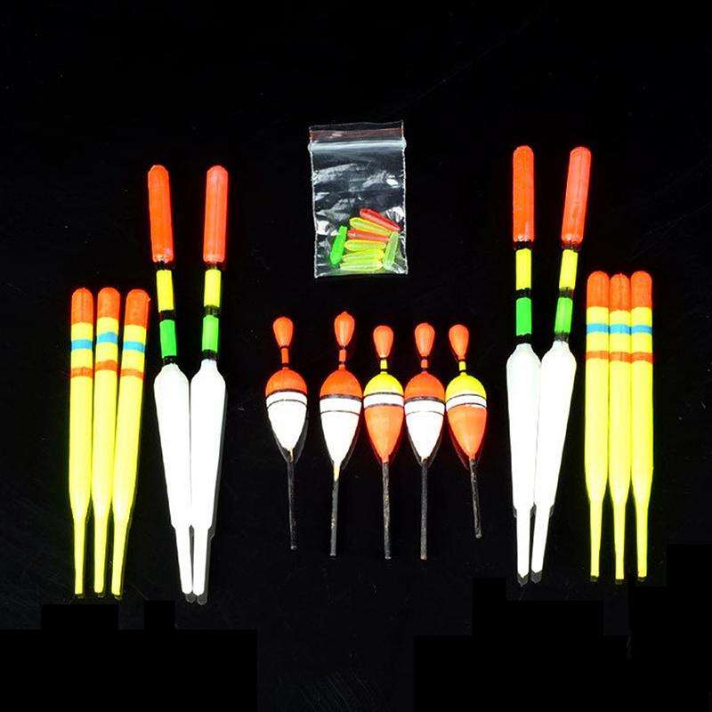 New Fishing Float Set 15Pcs Professional Vertical Buoy With Glow Stick Multifunction Lure Float Fishing Tackle For Carp Fishing