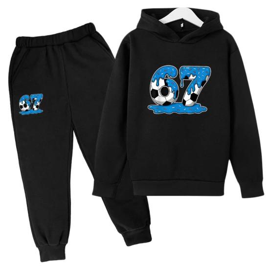 Moda 67 Ropa para Niños Sudadera+Pantalones Conjunto Primavera Otoño seis siete meme Chándal Conjunto de 2 Piezas 3-12 Años Niños sudaderas con cremallera
