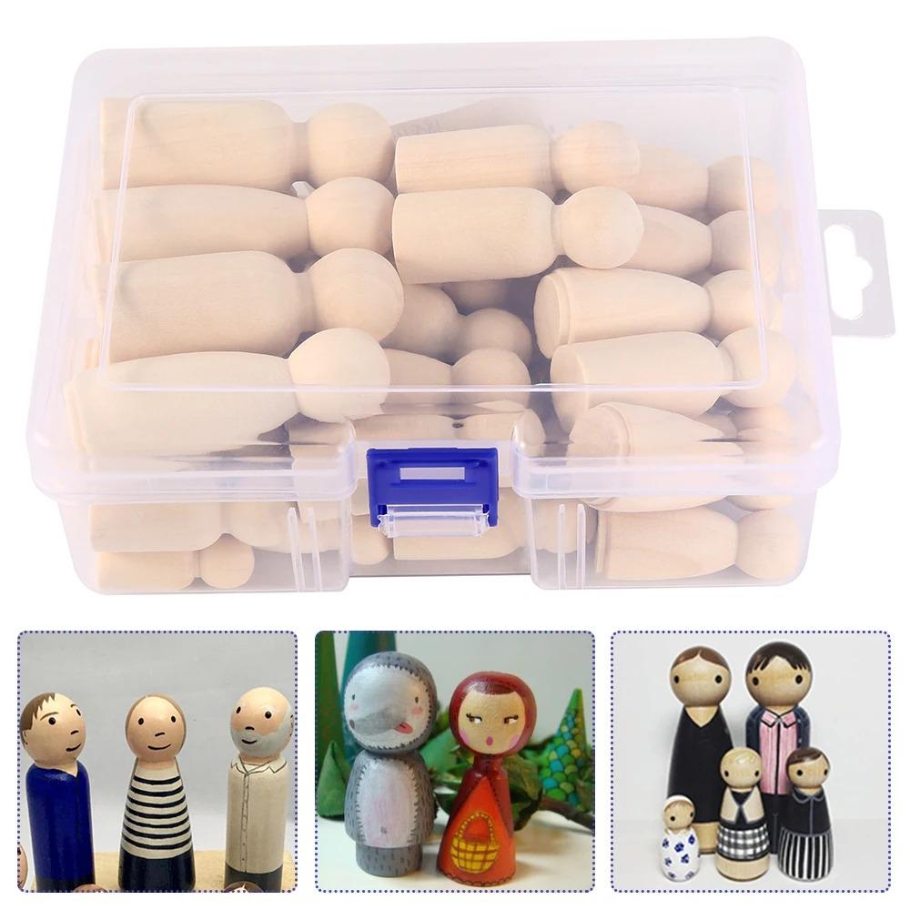 50 Pcs Unfinished Wooden Peg Doll for DIY Painting Natural Wood Doll Bodies Figures Decorative Peg People for Kids Arts Crafts