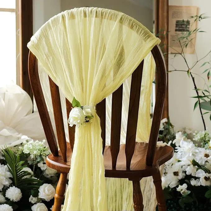 Baby Blue Cheesecloth Table Runner 4 Pack Vintage Rustic Gauze Table Runner Boho Decoration for St Patrick's Day Easter Wedding