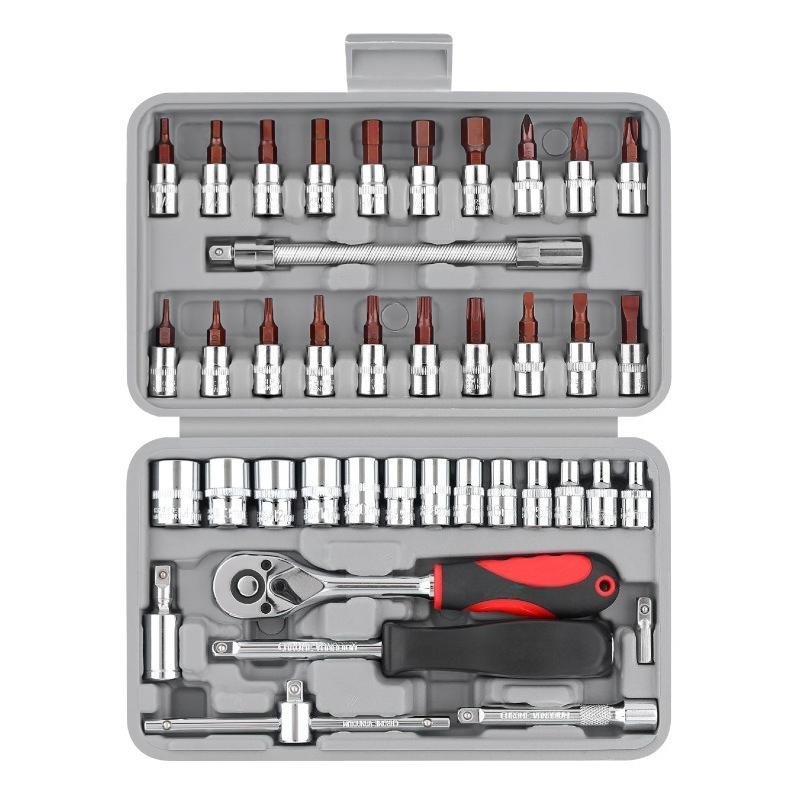 40-Piece Socket Wrench Set with Hex, Star, and Quick-Release Ratchet Wrenches Automotive Tool Set