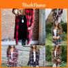 Cozy Women Plaids Cardigan T-shirt With Stylish Lapel Collar For Casual Wear