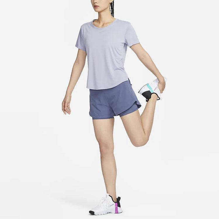 Nike Dri-FIT Bliss Solid Color Logo Quick-Dry 2-In-1 Shorts Women bottoms Fen-Blue DX6023-491