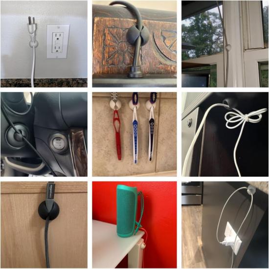 OHill Desk Cable Management Cord Organizer, 16 Pack White Self Adhesive Cord Holder Cable Clips, Ideal Cable Organizer Wire Keeper for Desk,