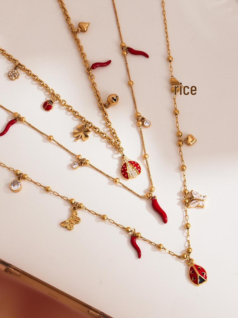 Oumeka Emaille Insekten Accessoire Set - Europäische & Amerikanische Mode Halskette Armband Combo