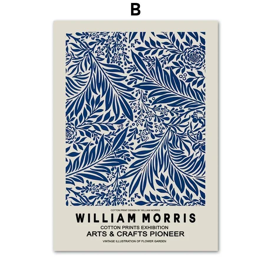 William Morris Blaues Botanisches Set, Wandkunst, nordische Poster, Leinwandgemälde, Drucke, Bilder für die Wohnzimmerdekoration 21x30cm No Framed