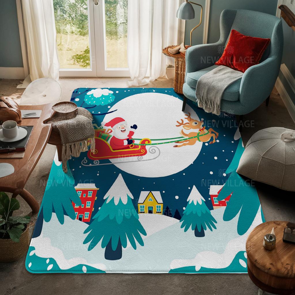 House Entrance Carpet Home Door Mat Living Room Bath Foot Bathroom Non-slip Water Absorption Rugs Bath Merry Christmas Winter