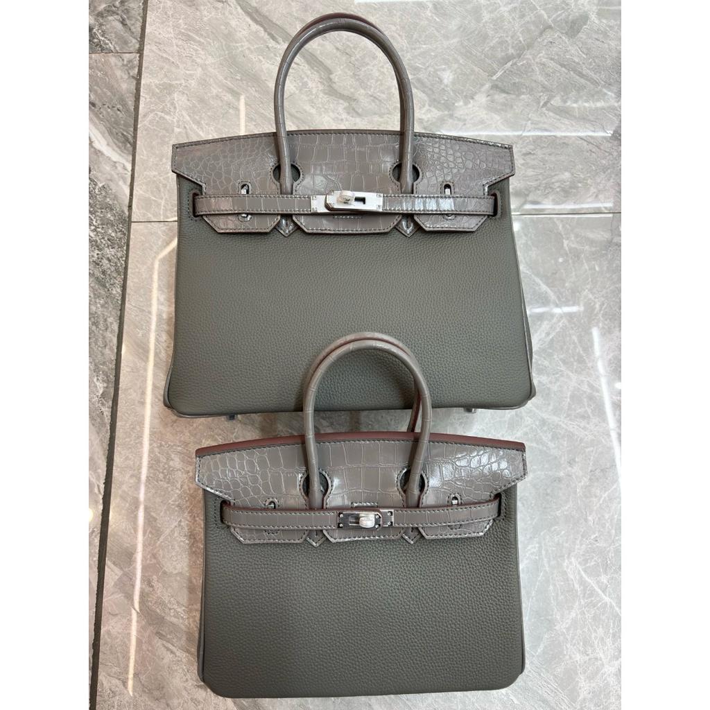 2026 New High-end Large-capacity Handbag Foreign Trade Top Layer Cowhide Pebble Pattern Splicing Crocodile Pattern Platinum Bag