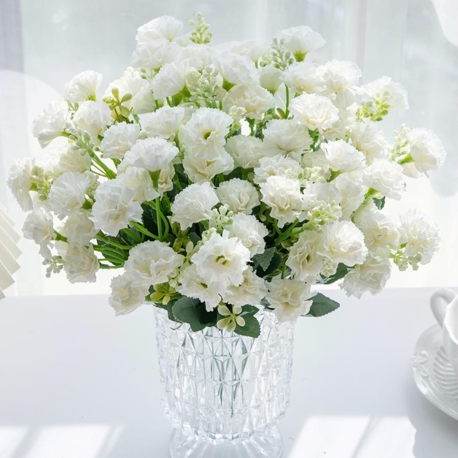 Fiori Artificiali 5 Rami 15 Teste Piccolo Garofano Per Arco Nuziale Decorazione Ghirlanda Festival Accessori Composizione Floreale per la Casa