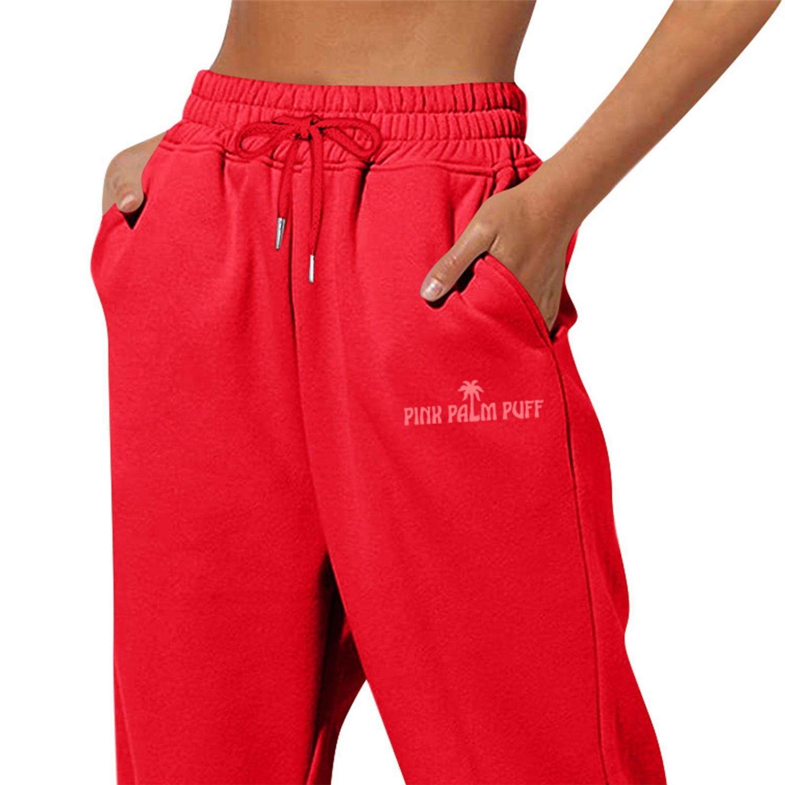 

Весенние и осенние однотонные набивные модные женские повседневные брюки с карманами и шнурком M красный