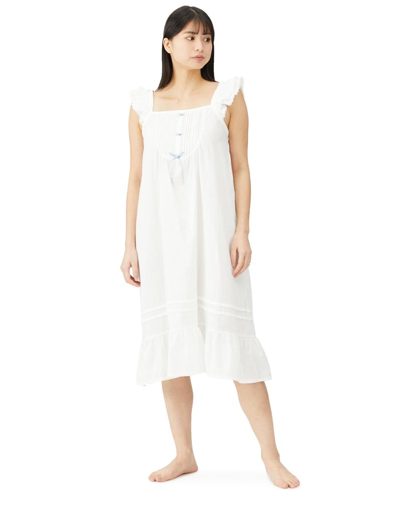 Nightshirt Gauze Rose Ribbon Dress White [Narue] 50/Double Women's M-L