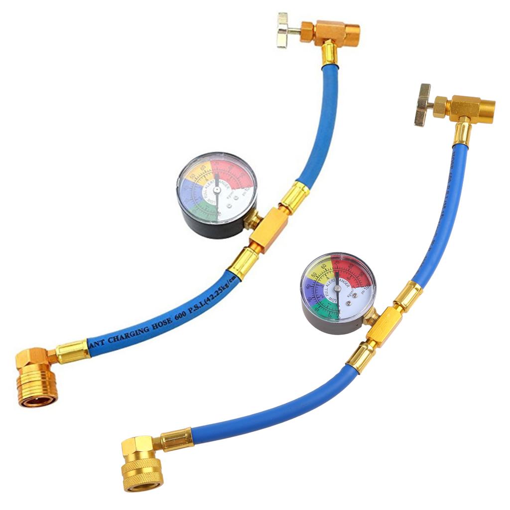Refrigerant Recharge Refill Kit A/C R134a Hose Gas Gauge Charging Filling Hose