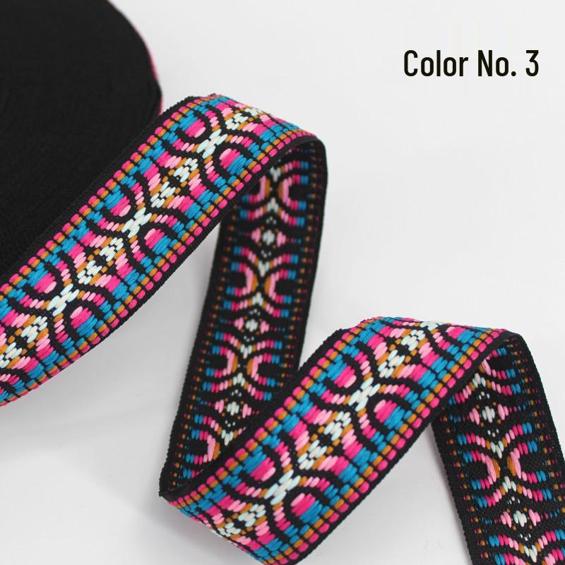 Colorful Ethnic Jacquard Ribbon for Clothing, Shoes, Hats, Packaging, and Decorative Accessories (30-34mm Wide)