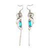 Necklace Geometric Inlaid Square Zircon Earrings Fashionable Long Tassel Women's Earrings Pendant
