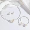 Adjustable Imitation Pearl Choker Necklace Silver/Gold Rhinestones Necklace Bracelet  Wedding