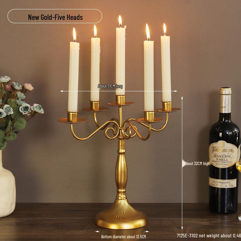 Vintage French Candelabra Ornament – Romantic European Candle Holder for Table Decor and Photo Props