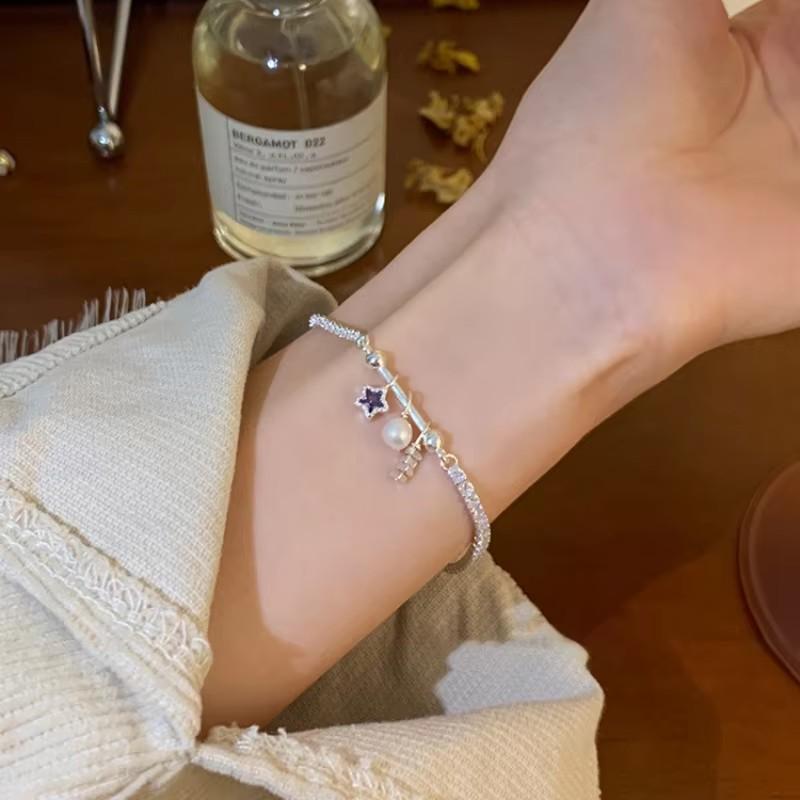 925 Silver Zircon Love Heart Bracelet For Women Bowknot Stars Bead Snake Bone Chain Jewelry Gift Dropship