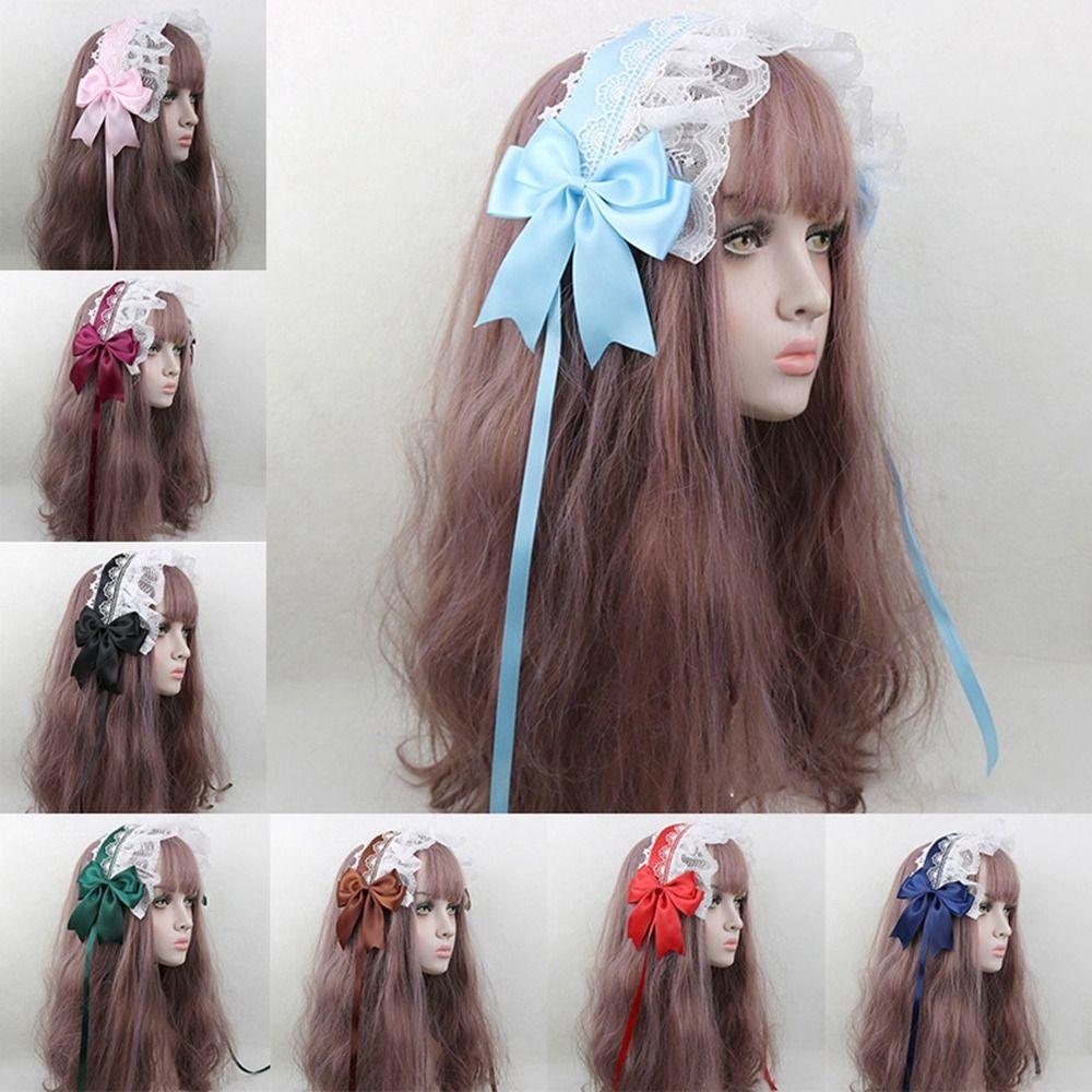 

Hair Decor Bowknot Hair Hoop Lace Ribbon Cosplay Headdress Sweet Headwear Women