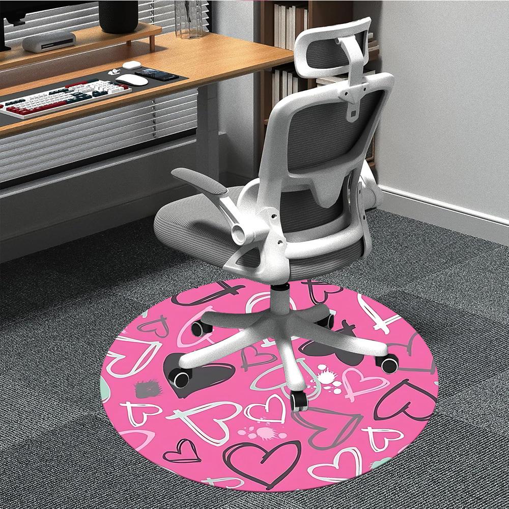 

1PC Heart Print Chair Carpet for Office, Indoor Non-Slip Washable Carpet, Soft Comfortable Mat For Office Room yy250930203 80cm by 80cm