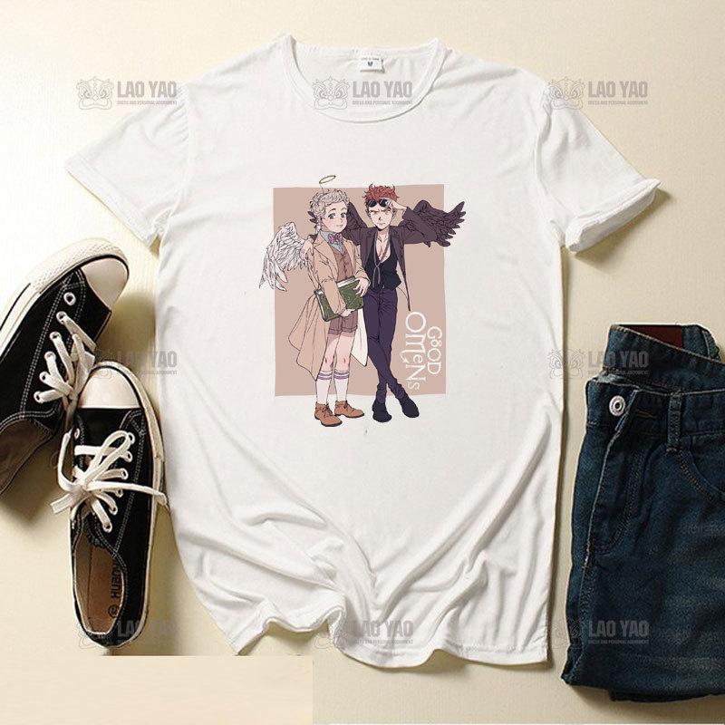 Good Omens Graphic T-Shirt Men Aziraphale Ineffable Go David Tennant Angel Amazing Woman Tees Short Sleeve T Shirt Original