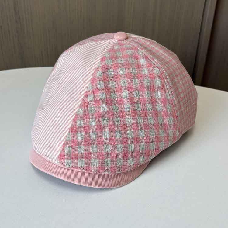Spring and autumn men's and women's versatile casual cap British style newsboy beret retro splicing plaid forward hat