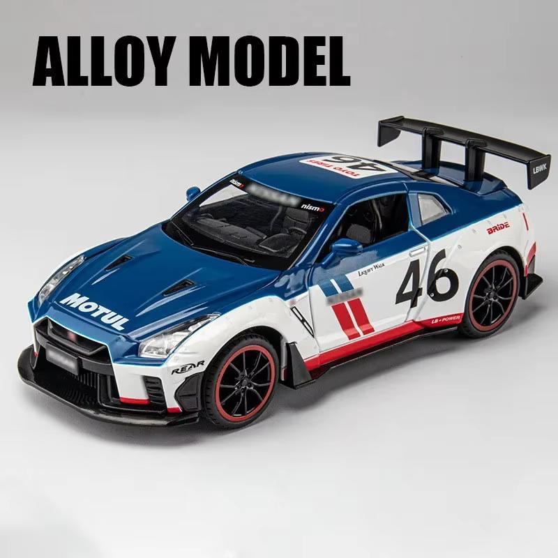 1:22 Scale 963 GTR Sports Car Model Toy Sound Light Doors Opened High Simulation Metal Diecast Supercar Models Gifts for Boys