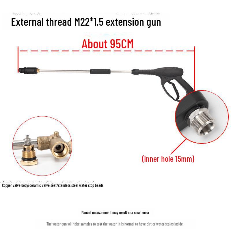 Vysokotlaká pistole na mytí auta s nastavitelnou tryskou a kartáčem, plně měděné jádro ventilu, typ 55/58 a 280/380.