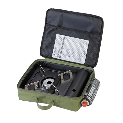 Captain Stag UF-40 Outdoor Storage Case for Portable Gas Stove with Pocket, Olive, Monte