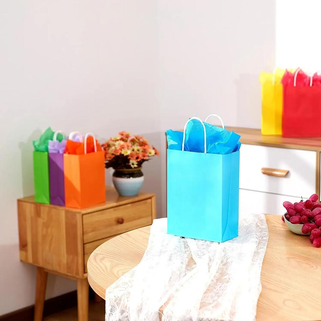 12 stücke Kleine Kraft Papier Tasche mit Griffen Festival Geschenk Tasche Hohe Qualität Süßigkeiten Einkaufstaschen