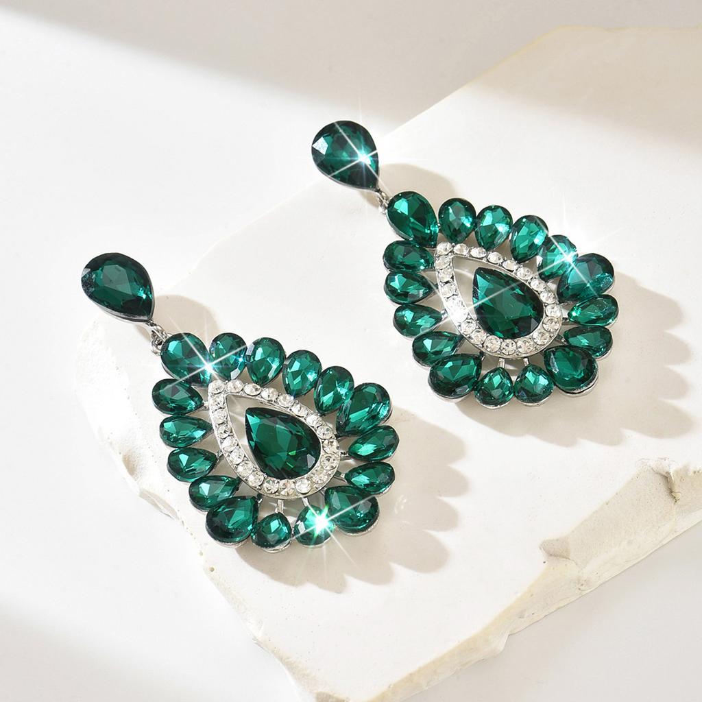 Lange Tropfen-Strassstein-Mode Personalisierte Ohrringe Luxuriöse Retro-Tropfenohrringe Legierung Diamant-Anhänger