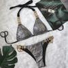 Swimsuit Crystal Diamond Chain Women's Swimsuit Bronze Snake Tie Sexy Bikini