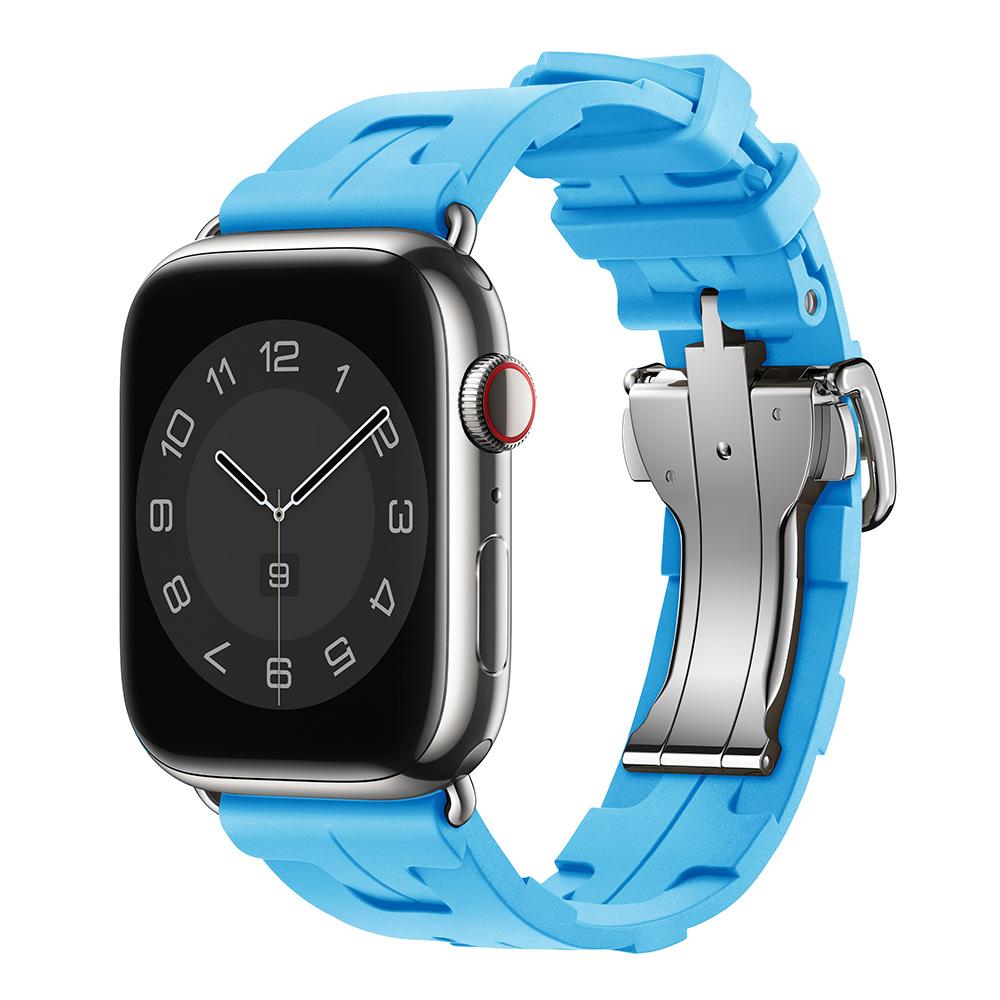 Original Soft Rubber Strap for Apple Watch Band 49mm 45mm 41mm 44mm 42mm 38mm Metal Buckle Bracelet for IWatch