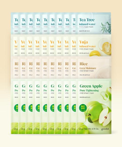 

Goodal [40pack] Mild Mask Green Tea Citron Tea Tree Green Apple Rice Pink Aloe 40pack rice