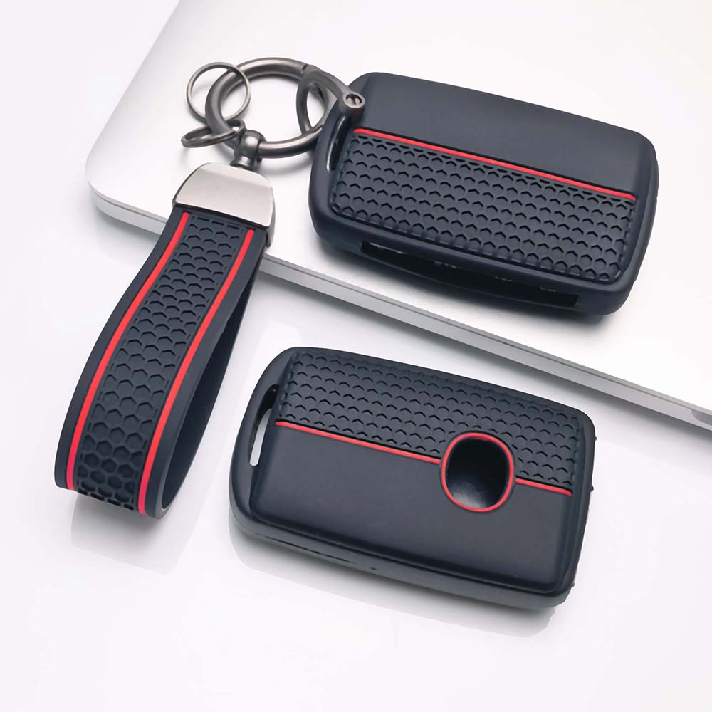 Key Holder Cover for Mazda Cx5 Cx3 Cx9 Cx30 Mx5 Miata with Keychain Anti-Scratch Guard Shockproof Protection Soft Grip Texture Responsive Button Touch