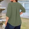 Women's Fashion Large Size Solid Color V-Neck Three-quarter Sleeve Top