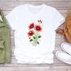 (Asian Size) Printed Trend Flower Style 90s Women Tee Lady Female Clothing T Shirt  Casual Fashion Top Graphic Short Sleeve T-shirts