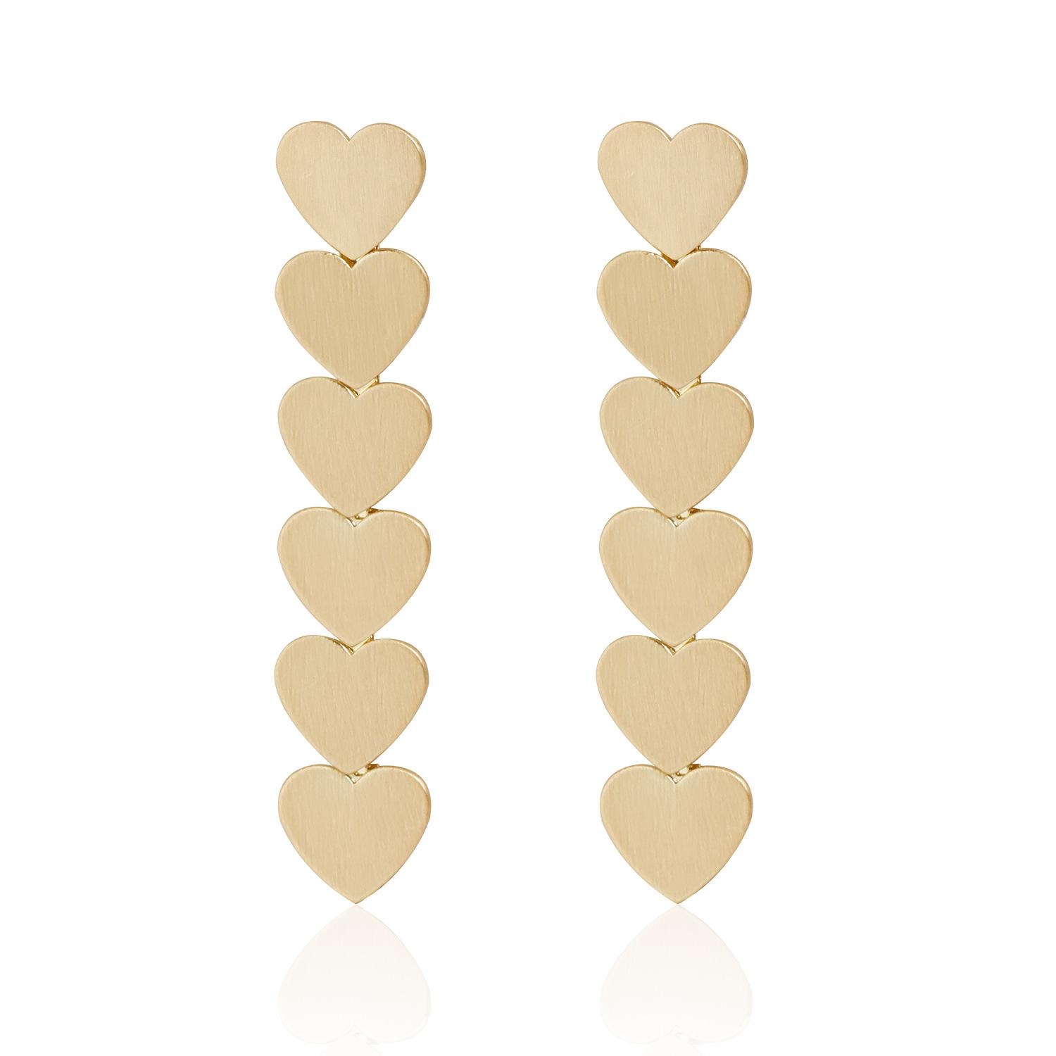 Brushed sequins geometric love stud earrings design sense temperament personality ins cold wind earrings