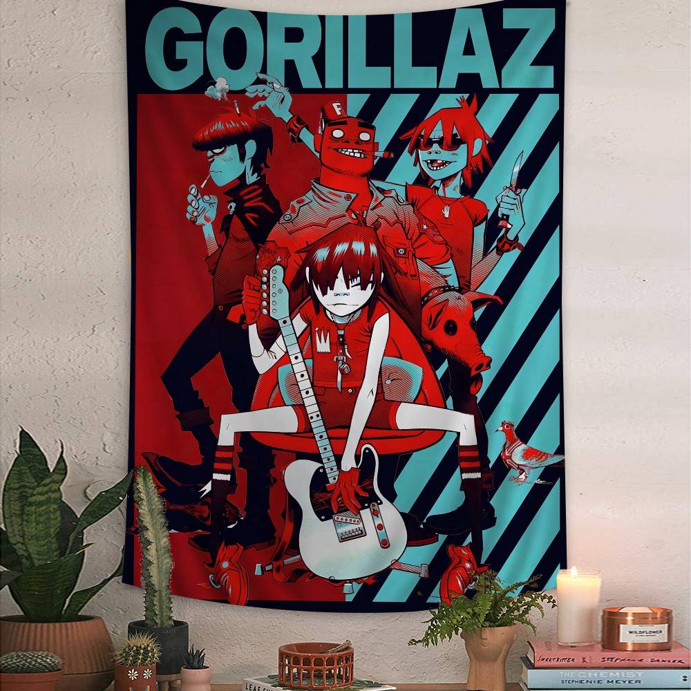 

Ретро Постери Gorillaz Музичні Принти Друкований Великий Настінний Гобелен Підвісний Таро Хіпі Килимки на Стіну Гуртожиток Дешевий Хіпі Настінне Вішання 100x150 cm
