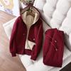 Plus Size Women's Fleece Lined Hooded Jacket & Sportswear Set - Autumn/Winter Korean Style